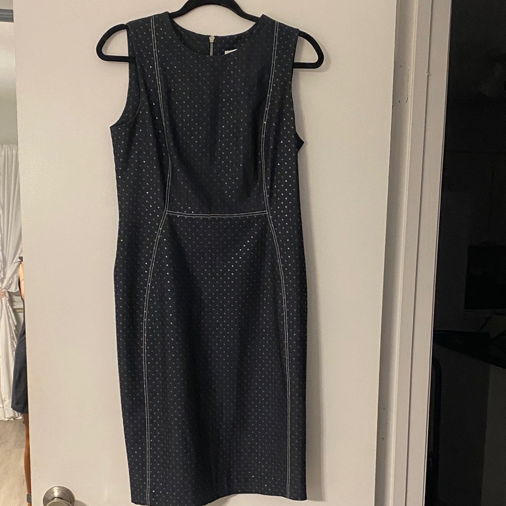 Calvin Klein Black Textured Midi Dress